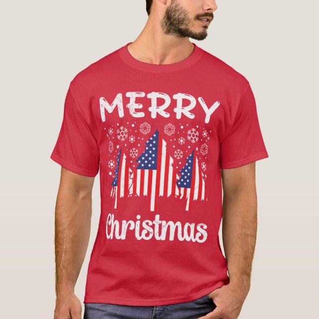 Camiseta EUA Feliz Natal Firmes Festa de Natal (Frente)