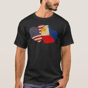 Camiseta EUA Filipinas Flag Heart Dia de os namorados Filip