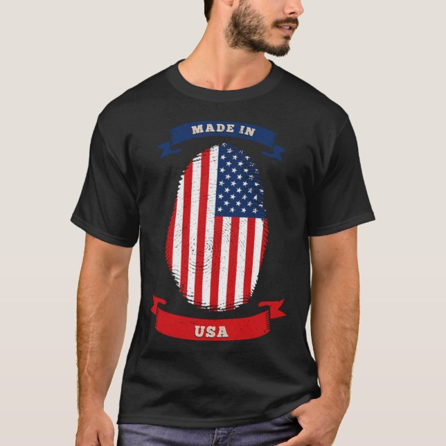 Camiseta EUA FINGERPRINT American Patriot 4 de julho Patrio (Frente)