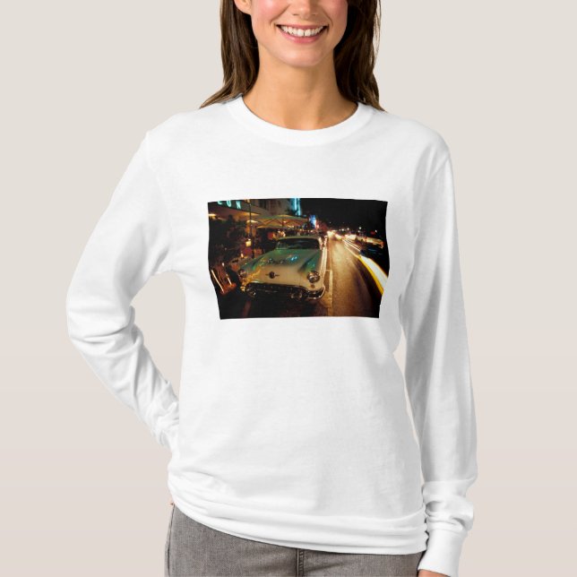 Camiseta EUA, FL, Miami, South Beach à noite. 2 (Frente)
