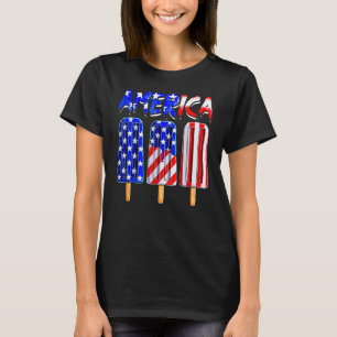 Camiseta EUA Flag America Cream Popsicle Patriotic 4th Of J