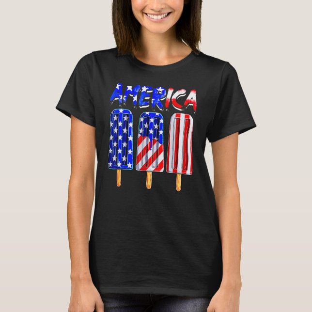 Camiseta EUA Flag America Cream Popsicle Patriotic 4th Of J (Frente)
