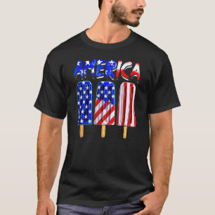 Camiseta EUA Flag America Cream Popsicle Patriotic 4th Of J