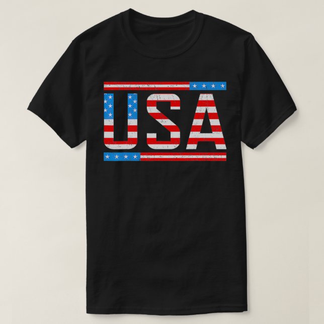 Camiseta EUA Flag American 4 de julho América Bandeira (Frente do Design)