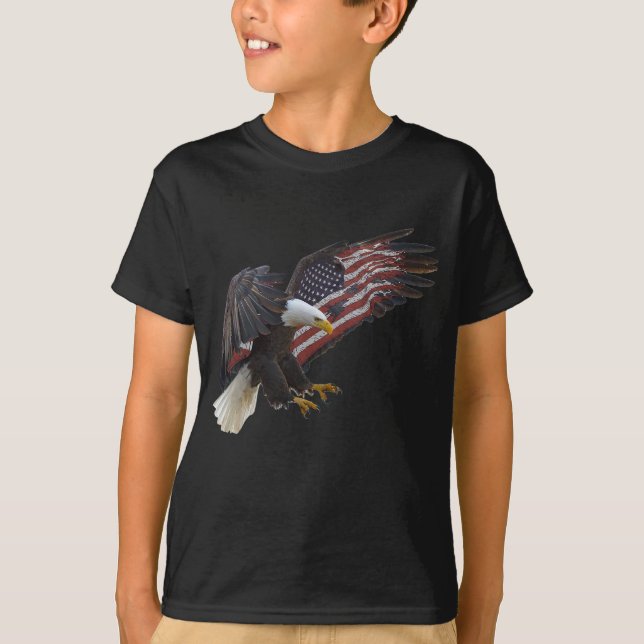 Camiseta EUA Flag Bald Eagle American Flag 4 De Julho (Frente)