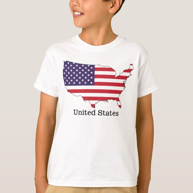 Camiseta EUA Flag e Map Souvenir Design (Frente)