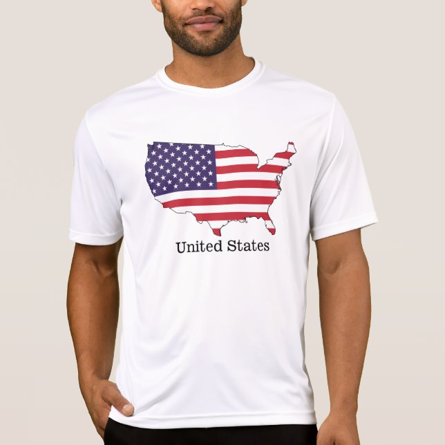 Camiseta EUA Flag e Map Souvenir Design (Frente)
