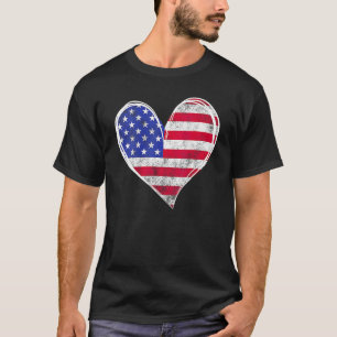 Camiseta EUA Flag Hearotic American Patriotic 4th Of Julit 