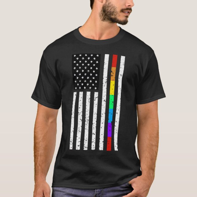 Camiseta EUA Flag LGBT Orgulho gay Gift EUA (Frente)
