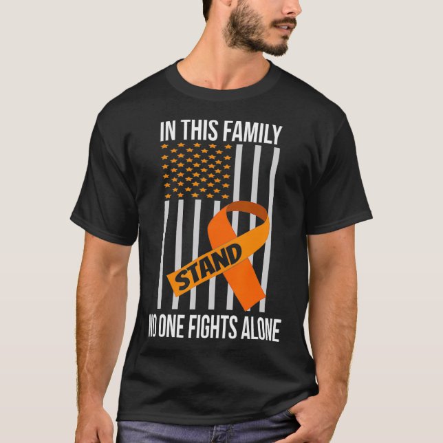 Camiseta EUA Flag Orange Ribbon Cancer de rim Fa (Frente)