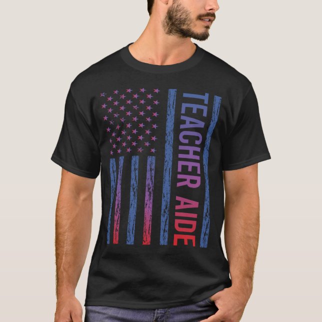 Camiseta EUA Flag Teacher Aide (Frente)