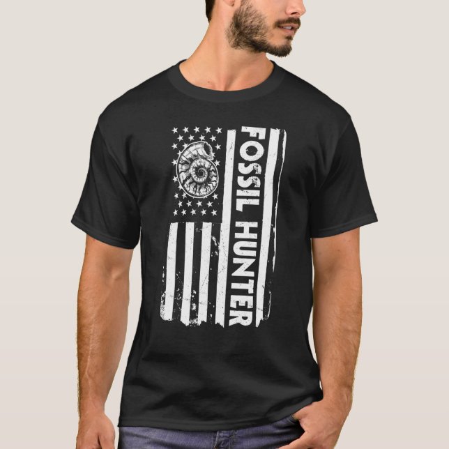 Camiseta EUA: Fóssil Fóssil Hunter América Caça Fóssil (Frente)