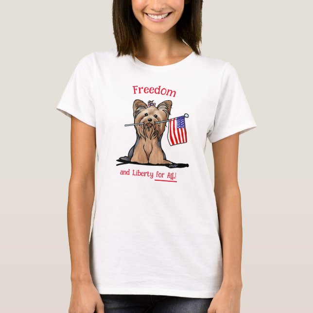 Camiseta EUA Freedom Yorkie Terrier (Frente)