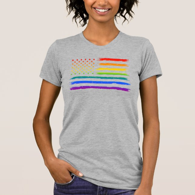 Camiseta EUA Gaytriotic Rainbow Pride Vintage (Frente)