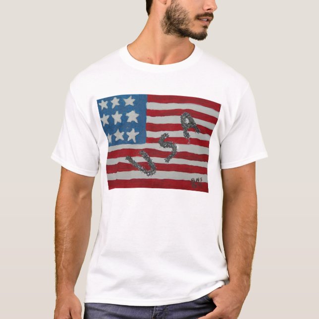 Camiseta EUA GlitterFlag (Frente)