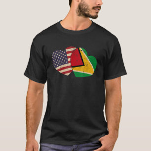 Camiseta EUA Guyana Flag Heart Dia de os namorados Guyanese