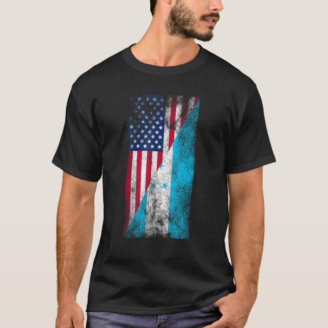 Camiseta EUA Honduras Flags Estados Unidos da América Hondu (Frente)