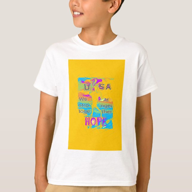 Camiseta EUA Hope: Design Texturizada Colorida (Frente)
