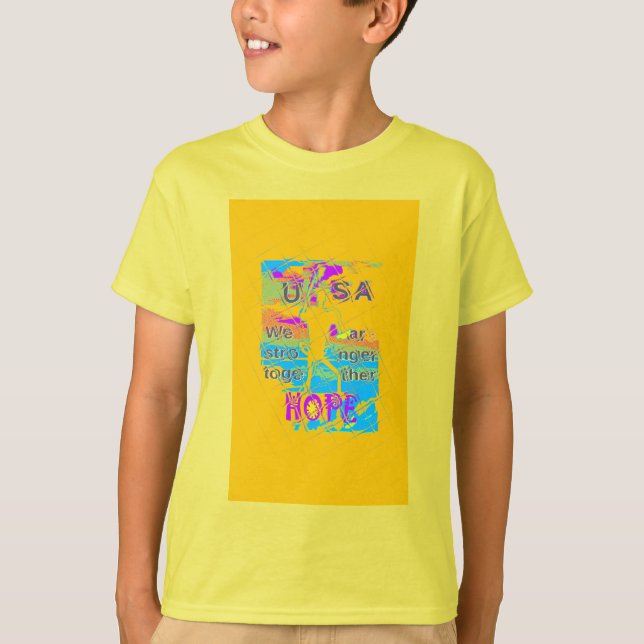 Camiseta EUA Hope: Design Texturizada Colorida (Frente)