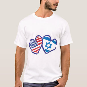 Camiseta EUA Israel Love Hearts