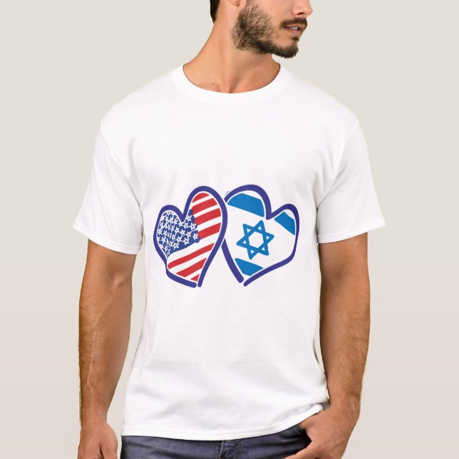 Camiseta EUA Israel Love Hearts (Frente)