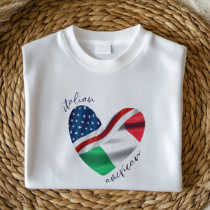 Camiseta EUA Itália Flag Heart Orgulho Americano Italiano