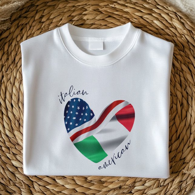 Camiseta EUA Itália Flag Heart | Orgulho Americano Italiano (Criador carregado)