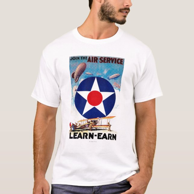 Camiseta EUA - Junte-se ao serviço aéreo Aprender-Ganham (Frente)
