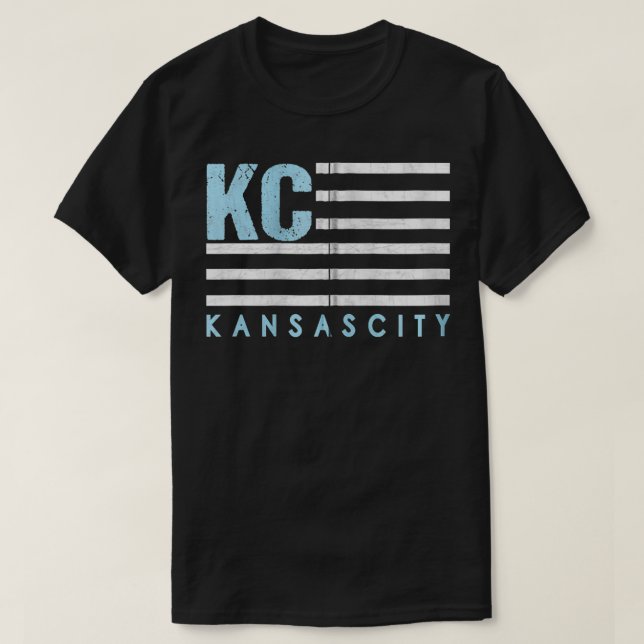 Camiseta EUA KC Flag Royal & Light Blue KC Kansas City Patr (Frente do Design)