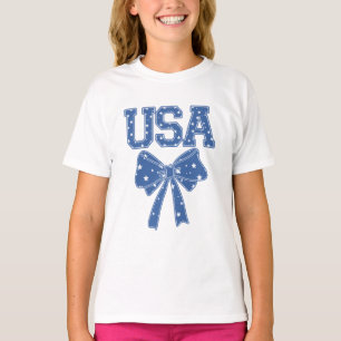 Camiseta EUA Laço Patriótico Coquette 4 de Julho