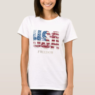 CAMISETA EUA - LIBERDADE VERMELHO, BRANCO E PATRIÓTICO AZUL
