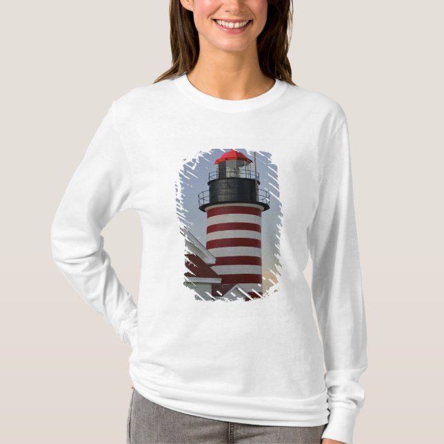 Camiseta EUA, Maine, Lubec. Farol de Cabeça Oeste, (Frente)