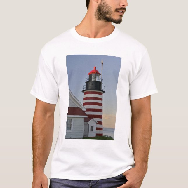 Camiseta EUA, Maine, Lubec. Farol de Cabeça Oeste, (Frente)