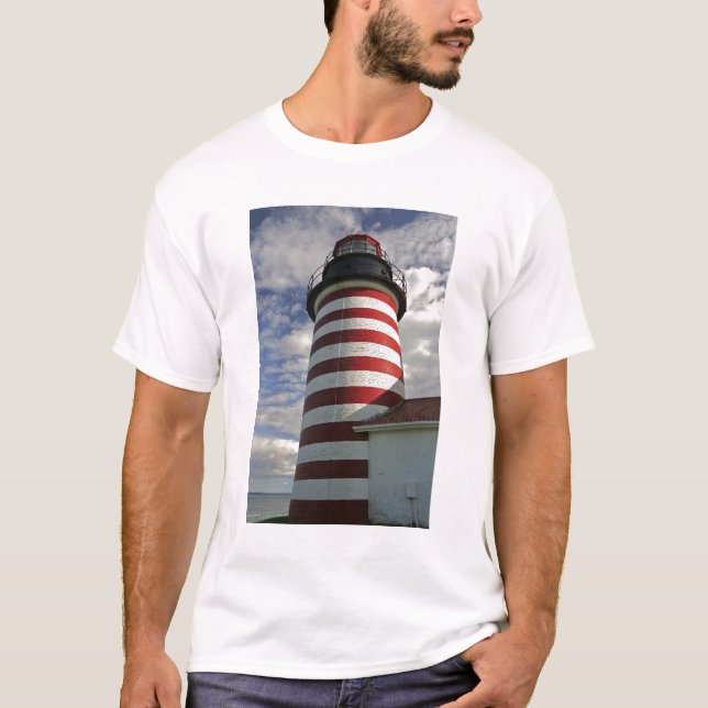 Camiseta EUA, Maine, Lubec. Farol West Quoddy Head (Frente)