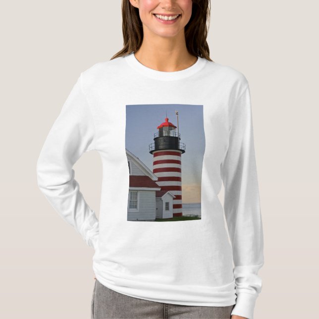 Camiseta EUA, Maine, Lubec. Farol West Quoddy Head, (Frente)