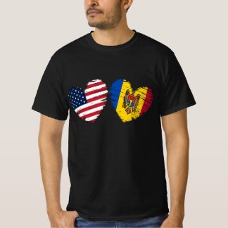 Camiseta EUA Moldávia Flag Heart Moldovan American