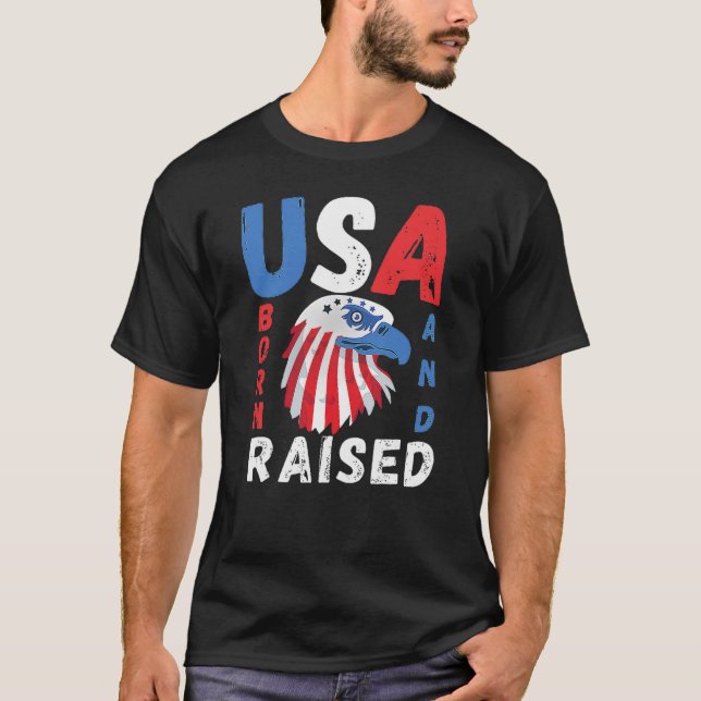 CAMISETA EUA NASCER E LEVANTADO - AMERICANO ORGULHOSO (Frente)