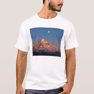 Camiseta EUA, Oregon, Mt Hood. O pôr do sol cria alpenglow