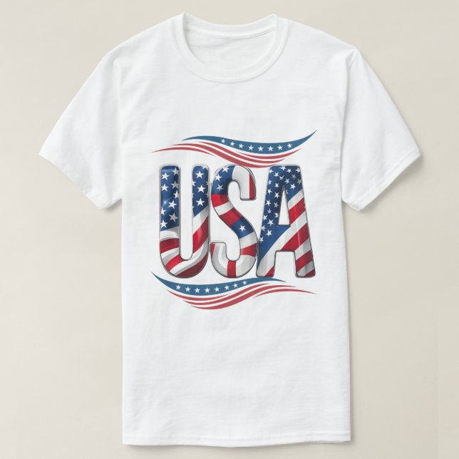 Camiseta EUA Orgulho Bold - Letra Art - Flag Dentro Edition (Frente do Design)