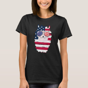 Camiseta EUA Patriotic Llama US Flag Glass 4 de julho Alpa