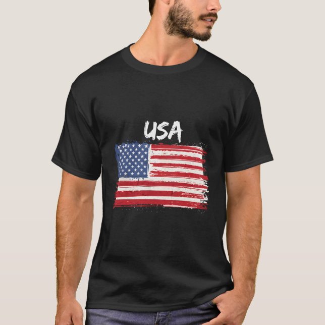 Camiseta Eua Patriótica Com Bandeira Americana Dos Estados  (Frente)
