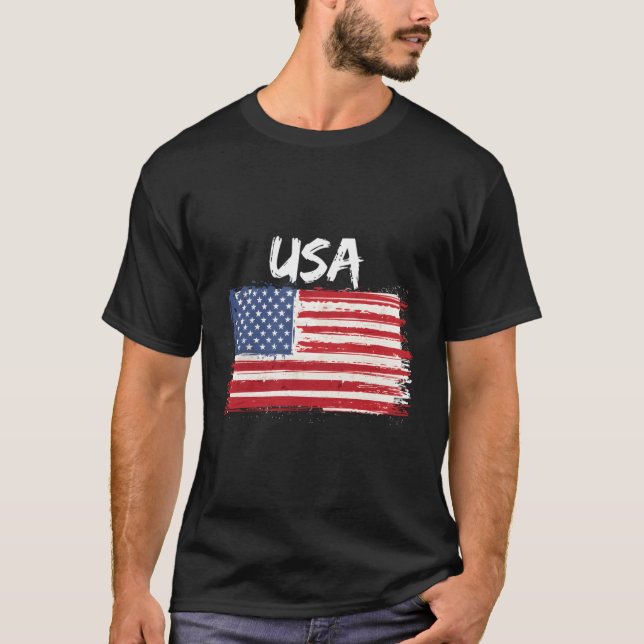 Camiseta Eua Patriótica Com Bandeira Americana Dos Estados  (Frente)