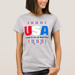 Camiseta EUA Patriótico 50 Estrelas Vermelho Branco Azul