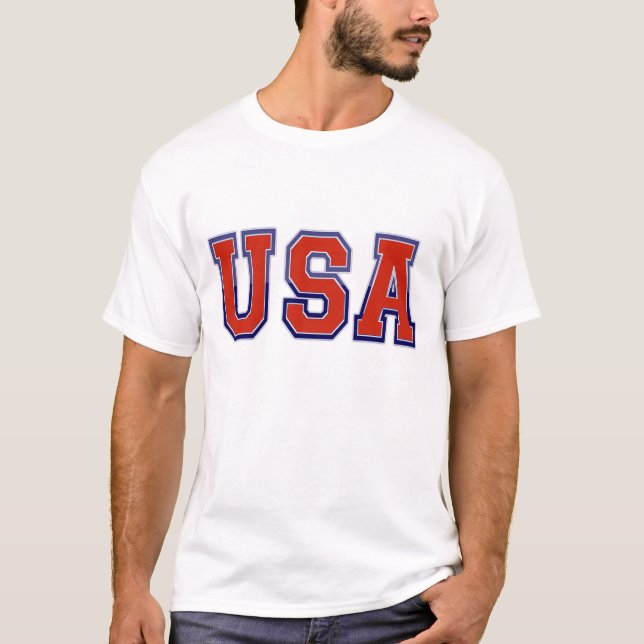 Camiseta EUA Patriótico em Branco Vermelho e Azul (Frente)