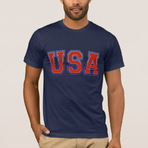 Camiseta EUA patriótico em branco vermelho e azul