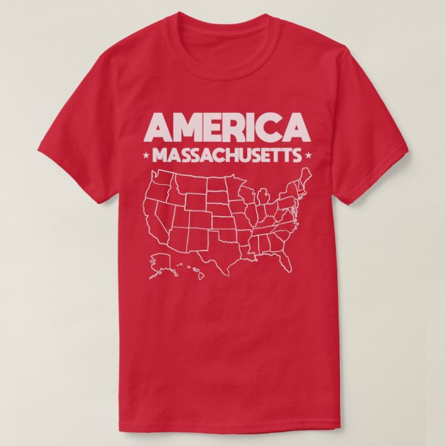 Camiseta EUA presente Estado de Massachusetts (Frente do Design)
