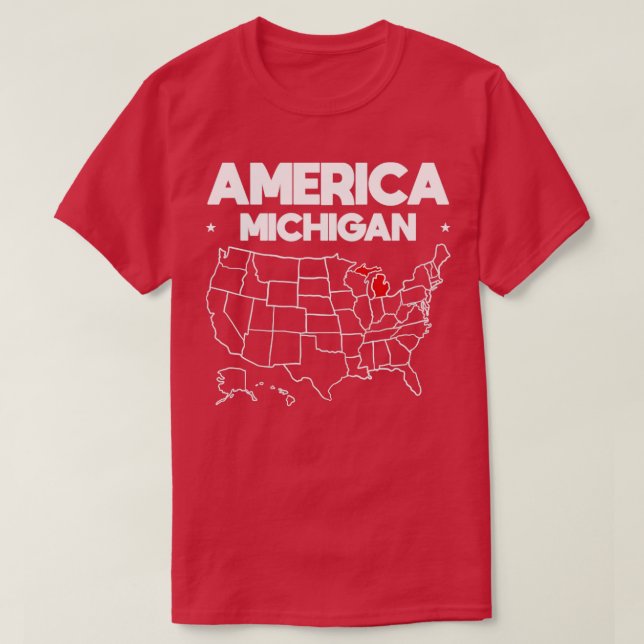 Camiseta EUA presente estado do Michigan (Frente do Design)