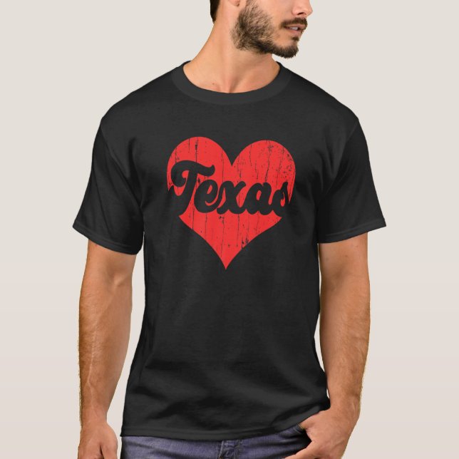 Camiseta EUA Proud Estado Americano Flag Heart Love Texas (Frente)