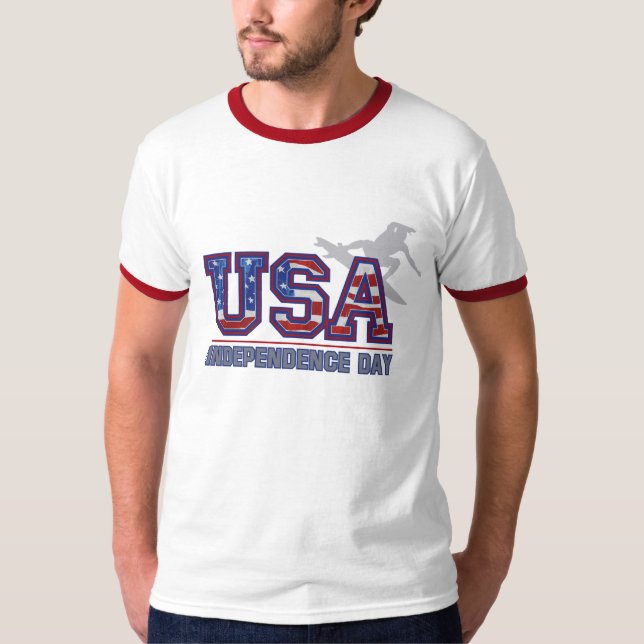 Camiseta EUA Surfer Independence Day Men T-Shirts (Frente)