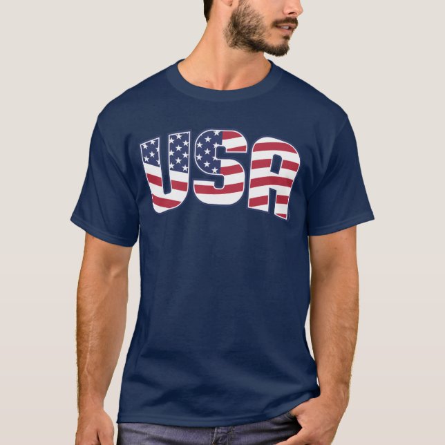 Camiseta EUA Tshirt Patriotic American Flag 4 de julho (Frente)